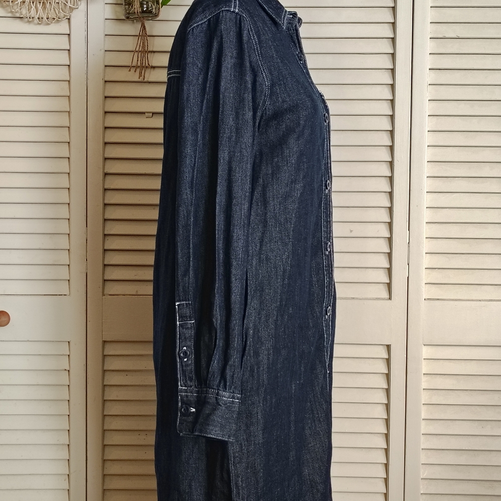 Lee Dark Indigo Denim Button-Up Shirt Dress Size S – Like New - Picture 2 of 9